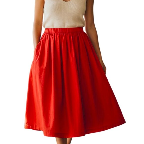 Comme Des Garcons robe de chambre Red Cotton Drawstring Skirt Size M L - Picture 8 of 11